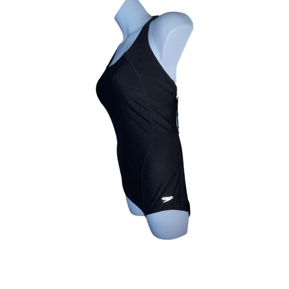NWT Speedo Powerflex One Piece Swimsuit Womens 6 Ultraback Moderate Cut Black - Picture 5 of 9